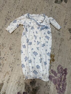 Mud Pie White Sleep Sack with Blue Floral Print
